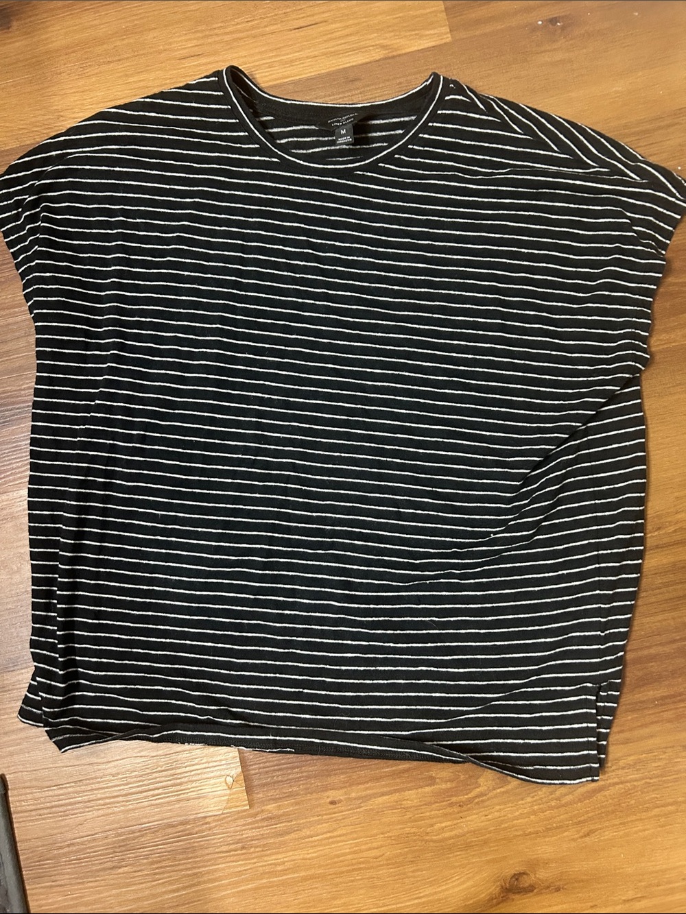 Black & White Striped Crewneck Shirt linen blend